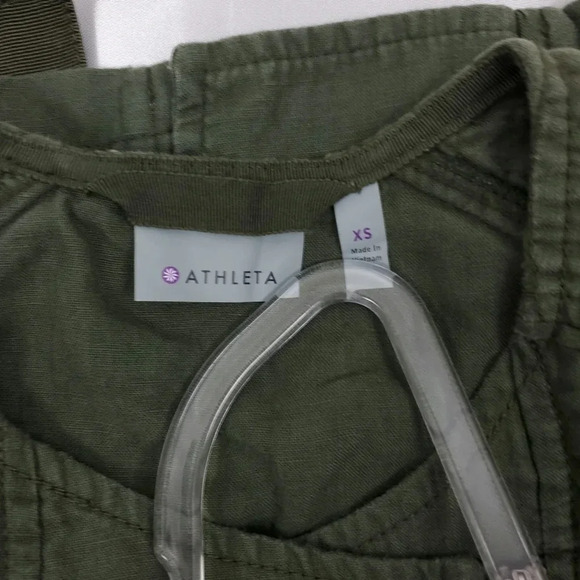 Athleta Wanderabout 100% linen olive green utility tunic vest xs zip-up top xs - Picture 4 of 14